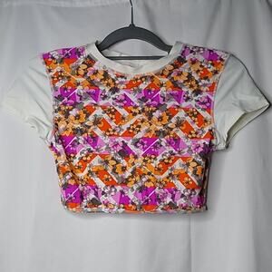 BP Colorblock Floral Swim Top Rash Guard Junior Sm